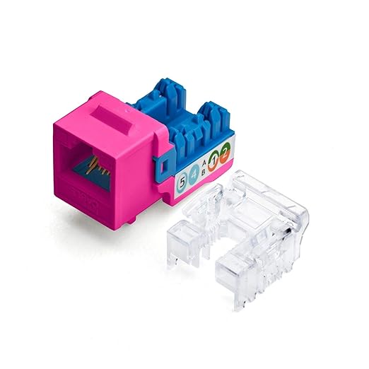 trueCABLE Cat6A Keystone Jack, Unshielded (UTP), 90 Degree Punch-Down, PoE++ (4PPoE), UL Listed, ETL Verified, ANSI/TIA Certified, Modular RJ45 Female, Pink, 24 Pack