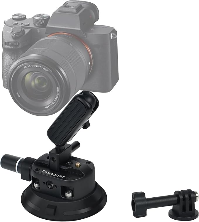 4.5"/14cm Camera Suction Cup Mount with Ball Head Quick Release Magic Arm Metal on Car Boat Windshield Window for Camera/DSLR Action Video Shooting