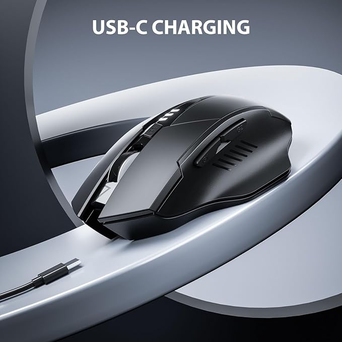 INPHIC Multi-Device Bluetooth Mouse, Upgraded Visible Battery, 2400 DPI, Silent Ergonomic Computer Wireless Mouse for Laptop, Mac, PC etc.