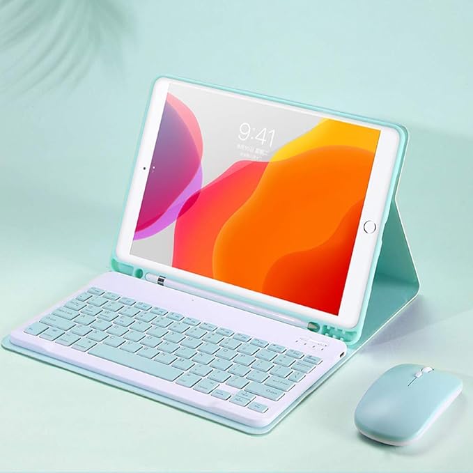 AnMengXinLing Keyboard Case for iPad mini 5 with Mouse, Detachable Wireless Bluetooth Keyboard Pencil Holder Slim Leather Smart Cover for iPad mini 5th Gen 2019, Green