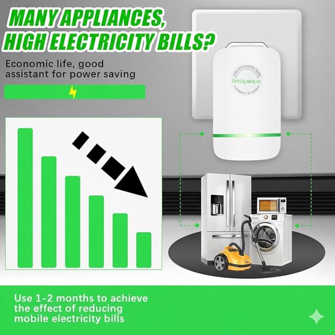 Elon-musk's Electricity Saving Box Stop Watt Stopwatt Energy Saving Device Save Energy Saving Device Energy Saving Power Strip for Home Office US Plug 90v-250v 30kw Rated Green (3PCS)