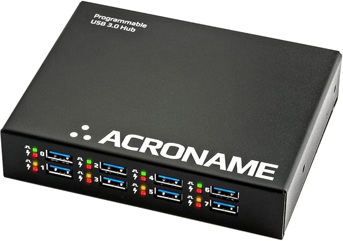 Managed USB Switch/Hub 2 Computers - 9 Port, Fast Charge (4A), Industrial & Scientific Grade, Programmable Compatible with Mac/Windows/Linux for Keyboard Mouse External Hard Drive