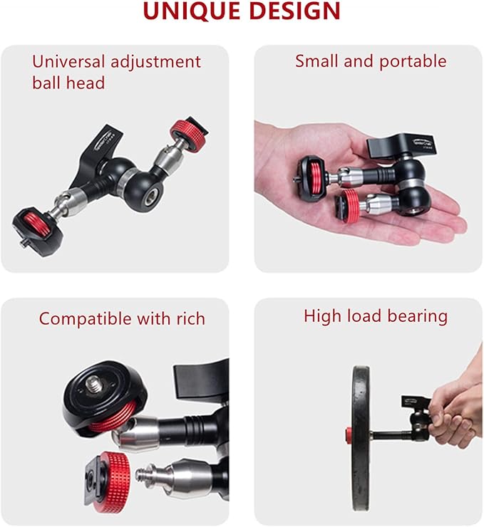 IFOOTAGE Magic Arm Clamp Adjustable Friction Power Articulating Magic Arm with 1/4" Thread Screw and Cold Shoe Mount for DSLR Camera Rig/Monitor/LED Lights (5.5Inc)