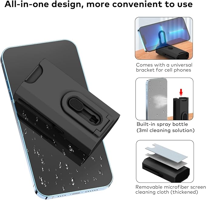 8 in 1 Electronic Cleaning kit - Keyboard Cleaner, Keyboard Cleaning Kit, Laptop Cleaner, Laptop Cleaning Kit, Electronic Cleaner Kit for Airpods Pro/Laptop/Phone(Give Away a Flannel Cloth) Black