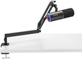 TONOR Dynamic Microphone, XLR/USB Microphone for Gaming, Streaming, XLR Cardioid Studio Mic with Quick Mute, Headphone Jack, Volume Control, Mic with RGB Lighting and Low Profile Boom Arm, TD520s+