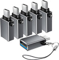 USB C to USB Adapter 6 Pack,Type C to USB Adapter,USBC Male to USBA Female OTG Converter,USBC Adapters for iPhone 16 15,MacBook Pro/Air,iPad Pro,Charger(Grey)