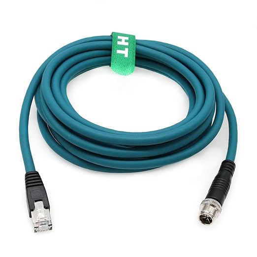 Ethernet Network Cable for Cognex Basler Datalogic Keyence Sick Baumer Microscan Camera Sensor Reader, M12 8 Pin X-Coded Male to RJ45 CAT7e High Speed 50M