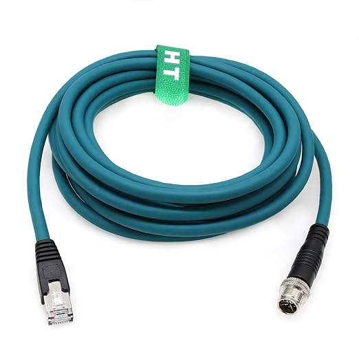 Ethernet Cable for Cognex in-Sight 2000 7000 8000 9000 Basler Baumer Camera Sensor Barcode Reader, 8 Pin X-Coded M12 to RJ45 CAT-7e 20M