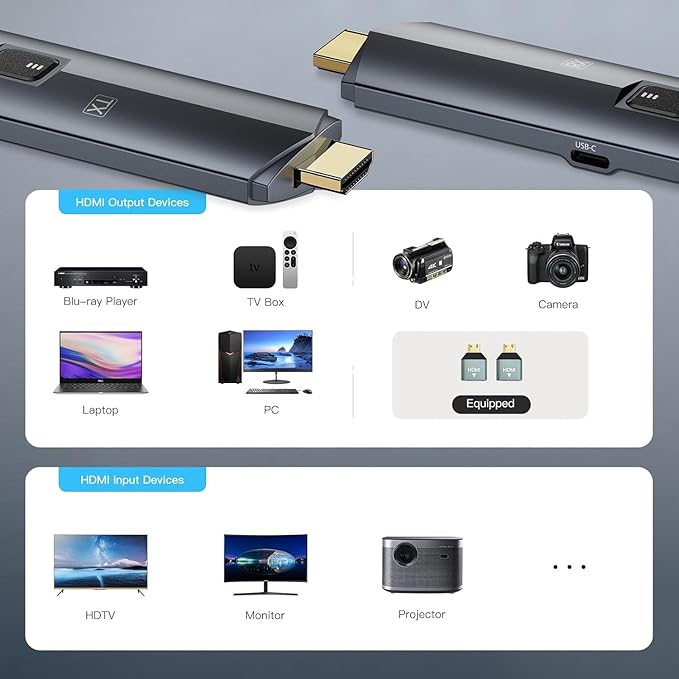 2025 Upgraded Wireless HDMI Transmitter and Receiver 4K, Portable Wireless HDMI Extender Kit 100FT, 2.4G/5G Plug & Play, Streaming from Laptop/PC/TV Box/Camera to Monitor/Projector/HDTV (Black)
