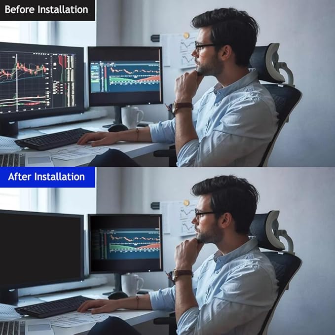 24 Inch - 16:10 Aspect Ratio - Computer Privacy Screen Filter for Widescreen Monitor - Anti-Glare - Anti-Scratch Protector Film - Protects Your Eyes from Harmful Glare and Blue Light