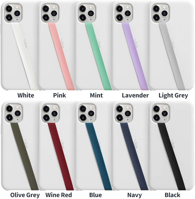 Sinjimoru Stretchable Silicone Phone Strap, Flexible and Elastic Grip Holder for iPhone & Android, Secure Phone Loops Finger Grip with Wireless Charging Support Sinji Loop Grey