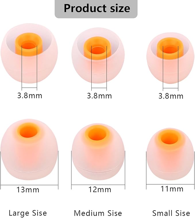 Earbud Replacement Tips Silicone Earbud Tips Earbud Covers Fit for in-Ear Headphones (Inner Hole 3.8mm -5.1mm) Earbud Rubber Tips Eartips 9 Pairs S/M/L