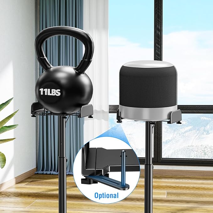 MOUNTUP Universal Speakers Stands Pair 34" to 43.3" Height Adjustable Holds Bookshelf Speakers Satellite Speakers Up to 11LBS Cable Concealing 1 Pair Spring-Loaded Plate Extends to 10" MU9138 Black