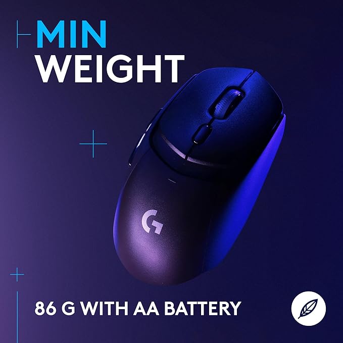 Logitech G309 Lightspeed Wireless Gaming Mouse, Lightweight, LIGHTFORCE Hybrid Switches, Hero 25K Sensor, 86g & 300+ hr Battery Life with AA Battery, 6 Programmable Buttons, PC & Mac - Black