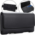 BECPLT Leather Holster Pouch with ID Card Holder, Belt Clip Case for iPhone 13 Mini, 12 Mini, 8, 7, 6s, 6, Galaxy S10e (Fit with Thin Case on)