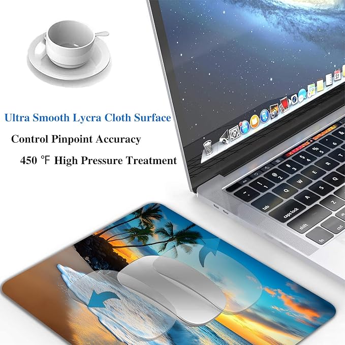 Sunset Beach Mouse Pads for Desk, Portable Wireless Computer Mouse pad Small Design with Women, Non-Slip Rubber Base Laptop Mousepad 9.5" x 7.9" Smooth Surface for Office & Travel