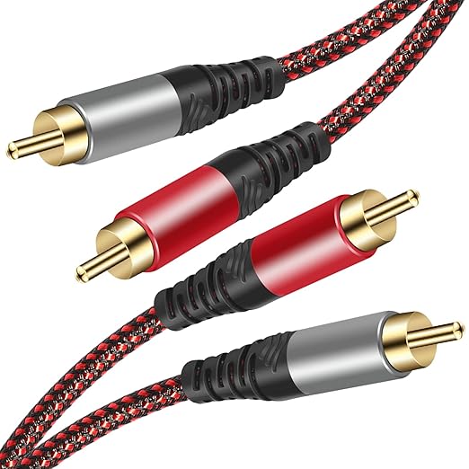RCA Cable 40Ft,2Rca Male to 2-RCA Male Audio Stereo Subwoofer Cable [Hi-Fi Sound] Nylon-Braided Auxiliary Audio Cord for Home Theater, HDTV, Amplifiers, Hi-Fi Systems,Speakers and etc (40Ft)