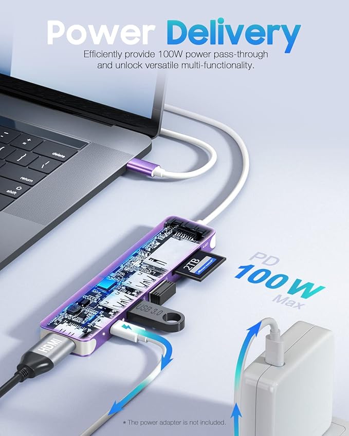 Hiearcool USB C Hub for MacBook Pro M2, USB-C Adapter for Mac-Book Air M1, USBC to HDMI Multi-Port Dongle 7 in 1 Type-C Dock for Mac Book Thunderbolt 3 4 Laptops and Other Type C Devices