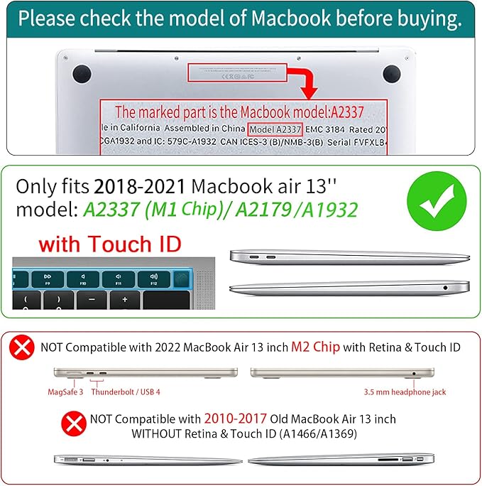 Teryeefi New MacBook Air 13 Inch Case 2021 2020 2019 2018 Release A2337 M1/ A1932/A2179 with Retina Display Touch ID, Floral Hard Plastic Shell Case and Keyboard Cover,Cherry Blossoms
