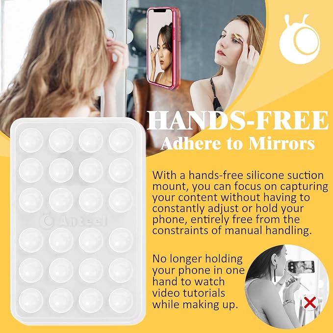Anteel Medium-Sized Silicone Suction Phone Case Adhesive Mount, Enhanced Suction Power and Upgraded Thickened Sticky Phone Grip, Durable, Hands-Free Sticky Phone Holder, 2.28"x3.46" (Baby Blue)