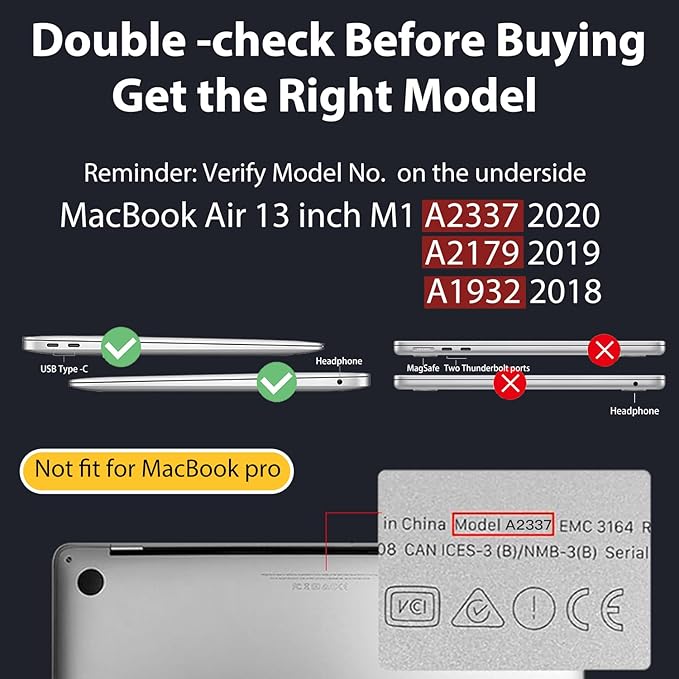 Teryeefi for MacBook Air 13 inch Case M1 A2337 A2179 A1932 (2020 2019 2018 Releaes) with Retina Display with Touch ID, PC Plastic Hard Shell & Keyboard Cover & Screen Protector, Heart A002
