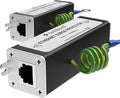 20KA Ethernet Surge Protector Gigabit, 2Pack PoE++ Network Protection, RJ45 Surge Protector-Ethernet Transformer, Lightning Arrestor CAT5/CAT6 Thunder Arrestor-Mounting Flange/GDT