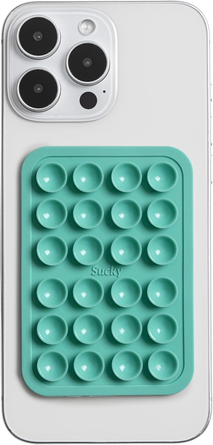 SUCKY Silicone Suction Phone Case Adhesive Mount - Anti-Slip Holder, Hands-Free Fidget Toy, Phone Accessory for iPhone and Android - Sticky Grip for Selfies, Videos, and Tiktok - Turqoise
