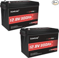 12V 300Ah 2 Packs Lithium LiFePO4 Battery,200A BMS 3840W Rechargeable Lithium Iron Phosphate Battery 15000+ Deep Cycles for Solar System,Backup Power,RV,Marine and Off-Grid