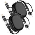 5 in 1 Retractable iPhone Fast Charging Cable, 2Pack 60W Multi Charging Cable 3.8Ft Multiple Lightning Charger Cord with USB-A/C to C/L Port for iPhone 16 15 14 13,iPad,Samsung S24 S23,Tablet & More