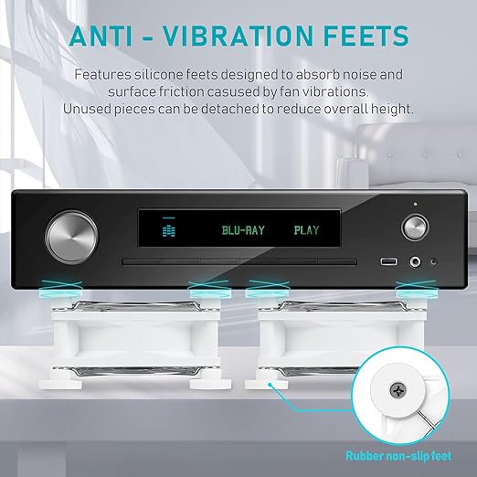 ANEXT, USB Fan, USB Computer Fan, Silent Fans for Receiver DVR PlayStation Xbox Computer, (80mm,White Dual Packs)