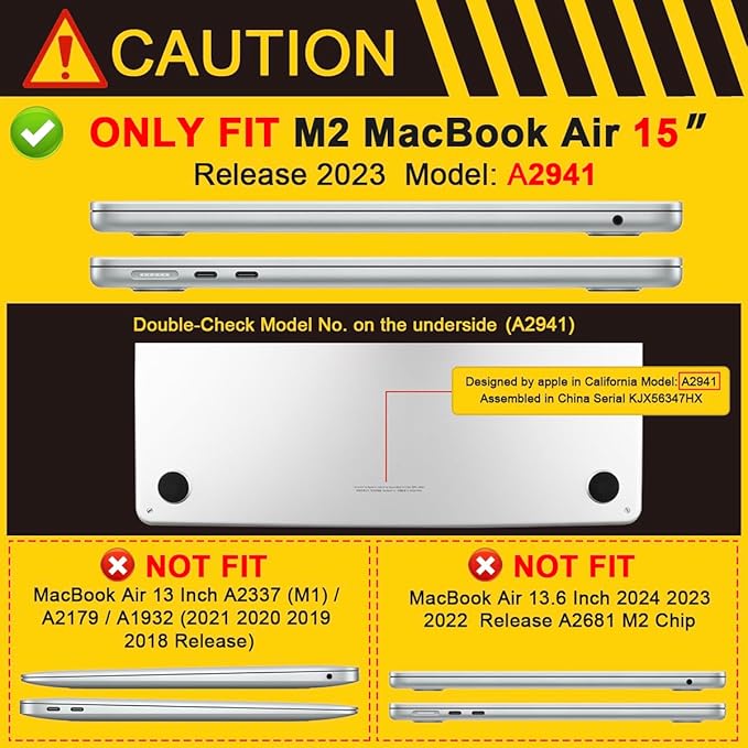 Batianda Premium Case for New MacBook Air 15 inch 2025 M4 2024 2023 with M3 M2 Chip Model A3114, Designed Black Protective Plastic Hardshell & Keyboard Cover & Screen Protector, Moon Magic