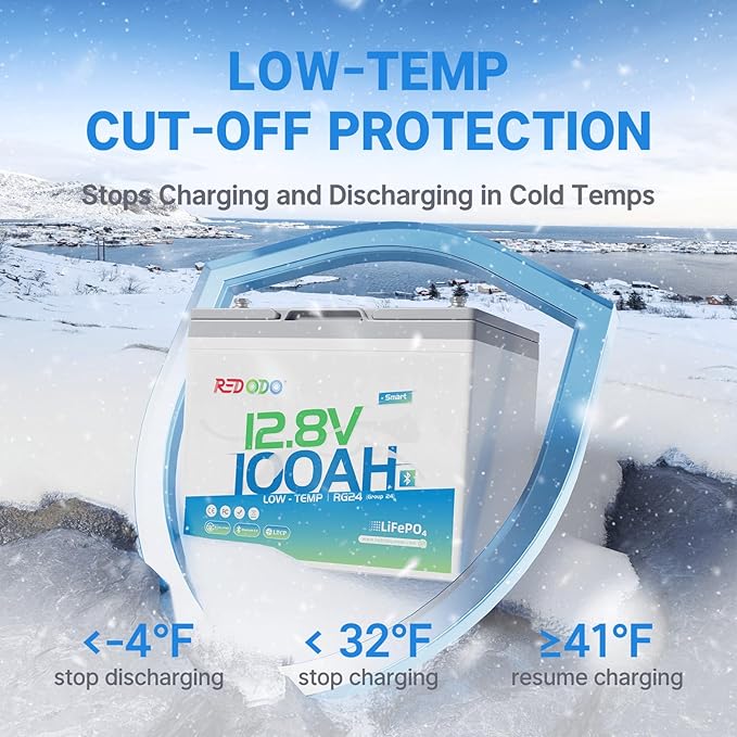 Redodo 12V 100Ah LiFePO4 Battery Bluetooth, Low-Temp Protection BCI Group 24 Lithium Battery for Trolling Motor, Bulit-in 100A Smart BMS, Perfect for Marine, Boat, RV, Solar and Off Grid