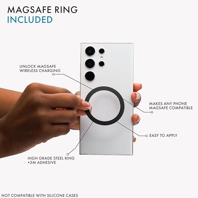 LoveHandle PRO MagSafe Compatible Magnetic Phone Grip w/Kickstand - Mount, Strap and Stand for Smartphone and Tablet - MagSafe Ring Included - Fits All Devices - Love