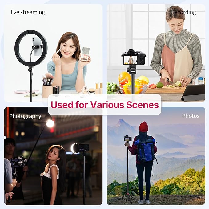 VIJIM MT-79 Extendable Photography Light Stand, 81" Portable Adjustable Light Tripod with 1/4" Screw, 360° Ball Head Camera Phone Tripod for Continute Output Lighting, Webcams, Cameras,for Pocket3