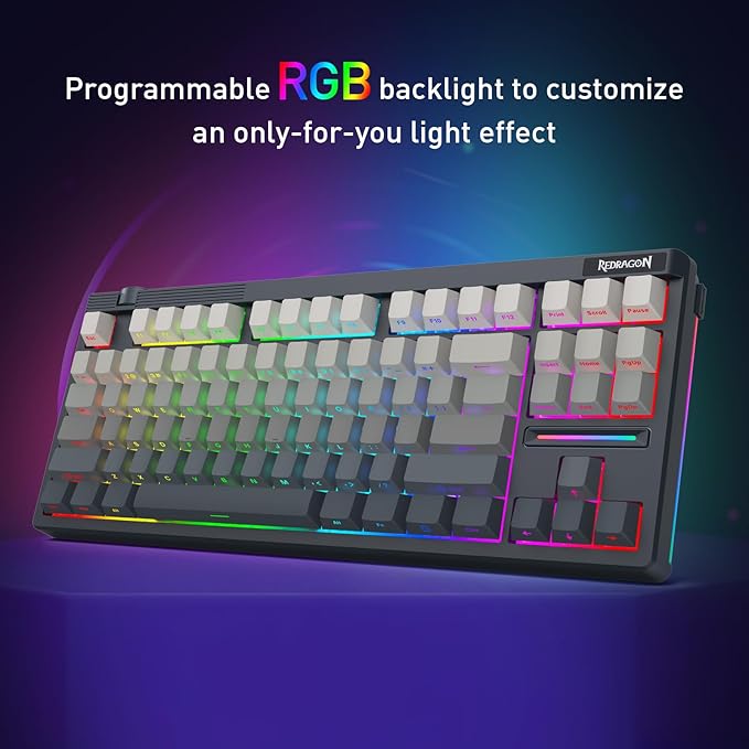 Redragon K729 PRO 80% Wireless Gasket RGB Gaming Keyboard, 3-Mode TKL Mechanical Keyboard w/Knob Control, Gradient PBT Keycaps, Hot-Swap South-Facing Socket & 5-Layer Dampener, Custom Silent Switch