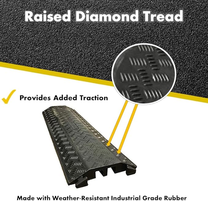 Kable Kontrol Drop Over Floor Cord Cover – 40” Inch Long 3 Channel Cable or Wire Protector – 30 Pcs Bulk Pack - Rubber Ramp for Indoor and Outdoor Use – Black