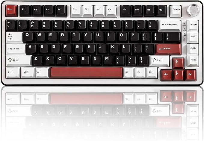 YUNZII B75 PRO Wireless Mechanical Keyboard,75% Layout with Knob,Hot Swap Gasket Custom Structure,Creamy Pre-lubed Switches,RGB Backlit,Bluetooth/Type-C/2.4G for Win/Mac(Blue Grey Switch,Black)