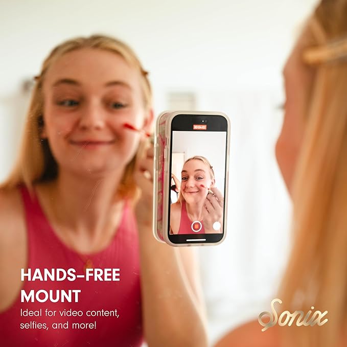 Sonix | Magnetic Silicone Suction Cup Phone Mount for iPhone | Compatible with MagSafe | Soft, Light Pink | Pink Rose
