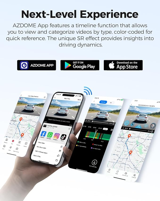 AZDOME PG17 Pro Mirror Dash Cam Front and Rear with IMX678, STARVIS 2 Rear View Mirror Camera with 5.8GHz WiFi, 4K+2.5K Dashcam, OTA Upgrade, Timeline Playback, Dual HDR, Voice Control, 128GB Card