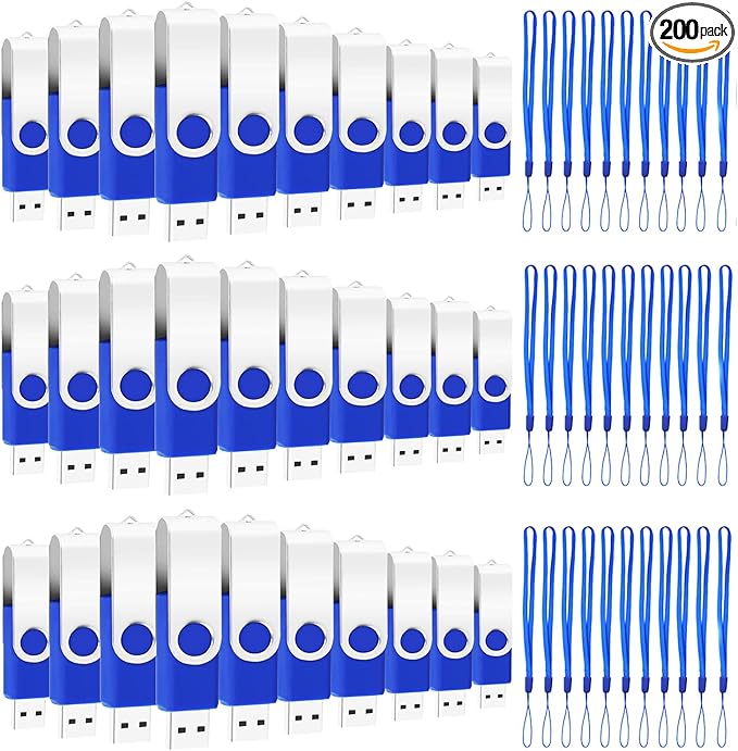 200 Packs of 16GB Flash Drives Bulk EASTBULL Flash Drives Pack 16GB USB2.0 Thumb Drives Bulk with Strings (200PCS)