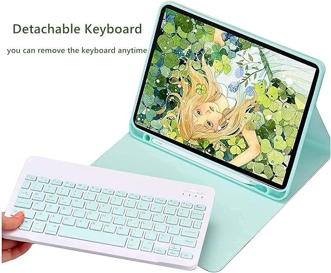 AnMengXinLing Keyboard Case with Mouse for iPad Pro11 2022/2021, Detachable Wireless Keyboard Pencil Holder Slim Smart Cover for iPad Pro 11 inch 4rd Gen/3rd Gen (New Pink)