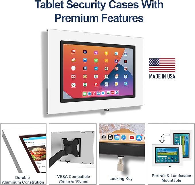 TABcare Locking Security Metal Case for Apple iPad 5/6, iPad Pro 9.7", iPad Air 1/2 9.7" Tablet (Black)