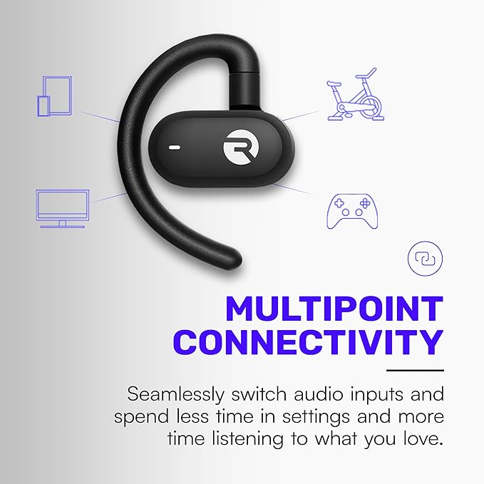 Raycon Everyday Open Earbuds – True Wireless Open Ear Bluetooth Headphones, Hook Design, IPX5 Water Resistant, 40 Hours of Battery Life (Purple)