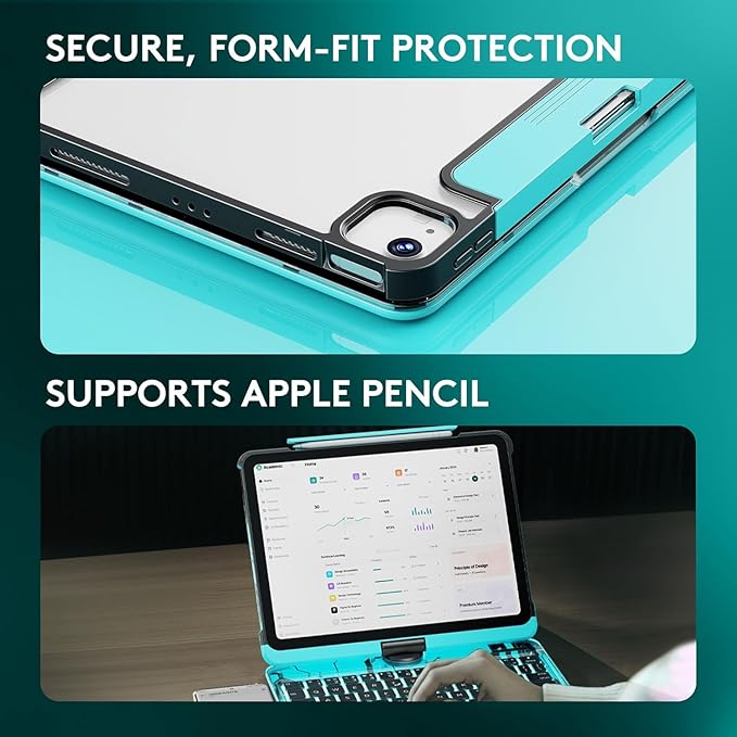 KITONE Transparent Case with Wireless Keyboard only for 2024 iPad Pro 13-in.(M4), 7 Colors Backlight, Trackpad, 360°Rotating Stand for iPad Pro 13, Tech Style