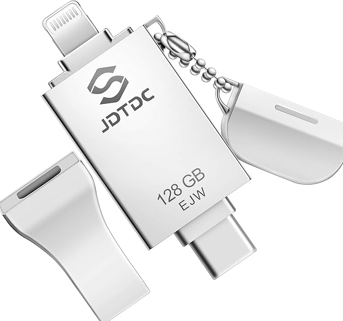 JSL JDTDC 128GB Apple MFi Certified iPhone-Photo-Stick, 3 in 1 USB C Photo-Stick-for-iPhone-USB-Flash-Drive Memory-Stick JD Thumb Drive iPhone Backup Stick for iPhone 16 15 14 13 12 iPad Android PC