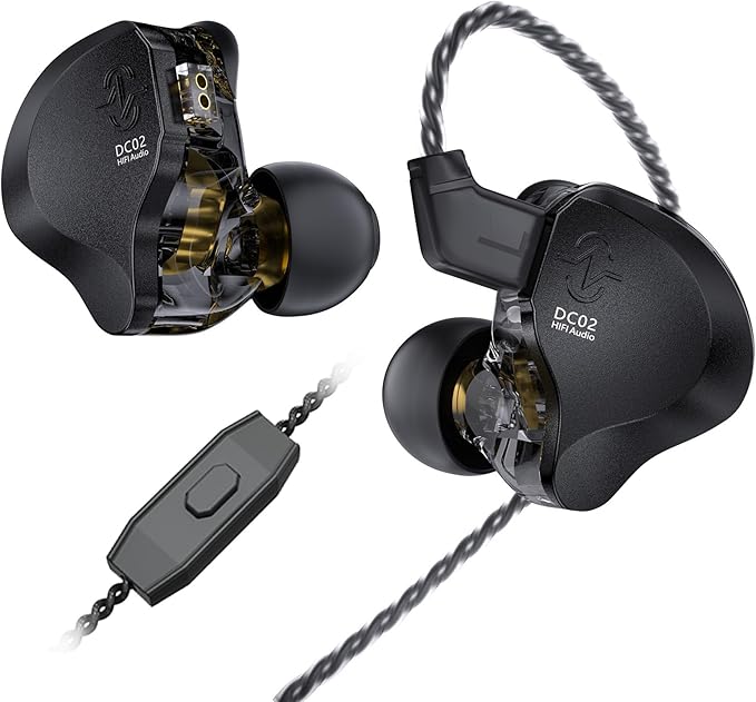 IN Ear Monitor Gaming Earbuds with MIC,CCZ DC02 IEM for Gaming Headphones,Dual Magnetic Circuit DD HIFI Earphones,Professional Earphone,Stereo Sound Earbuds,CCZ IEM Earphones with MIC(Black,With MIC)