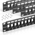24 Port Blank Keystone Patch Panel with Snap-in Design (4 Pack), Cat6 Network Patch Panel 1U 19 inch, Rack Mount Ethernet Patch Panel (for Slim Keystone Only)