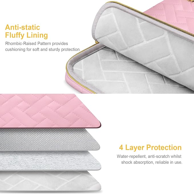 Lacdo 14 Inch Laptop Sleeve Case for HP Lenovo Dell ASUS Chromebook 14 / HP Pavilion Stream 14 / Dell Inspiron 14 / Lenovo IdeaPad 14 / Aspire/ASUS ZenBook Computer Bag Water-Resistant, Sakura Pink