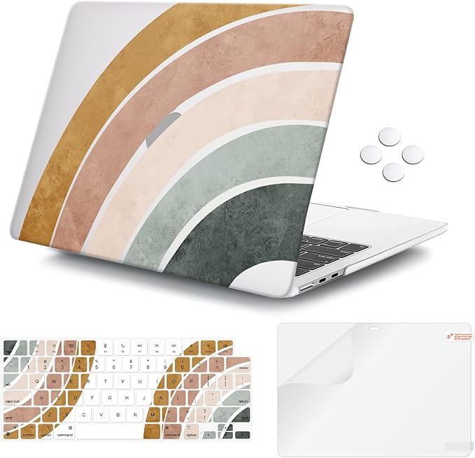iCasso for MacBook Air 13 inch Case 2025 2024-2022 Release M4 A3240 M3 A3113 A2681 M2 with Liquid Retina Display, Hard Plastic Shell for Mac Air 13.6, Keyboard Cover&Screen Protector, Rainbow Molandi