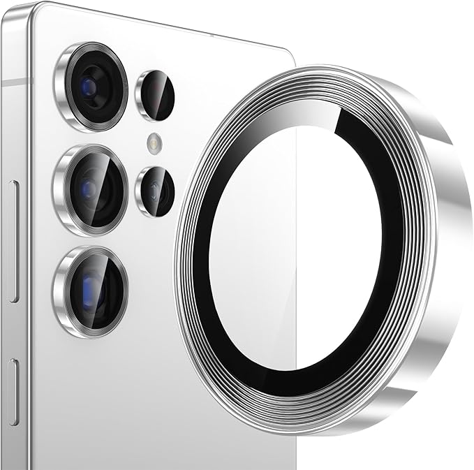 YWXTW [2025 Original Like for Samsung Galaxy S25 Ultra Camera Lens Protector, [Ultra-Thin & 6X Stronger] S25 Ultra Camera Lens Cover, 9H Tempered Glass Upgraded Metal Edging(Titanium silver)